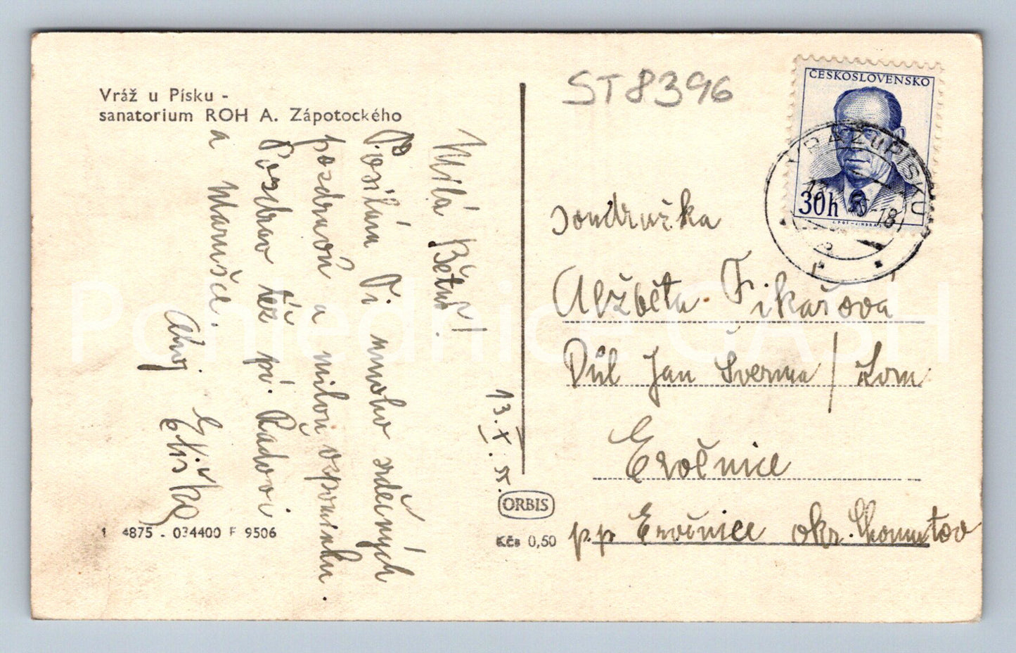 Pohlednice VRÁŽ U PÍSKU (ST8396)