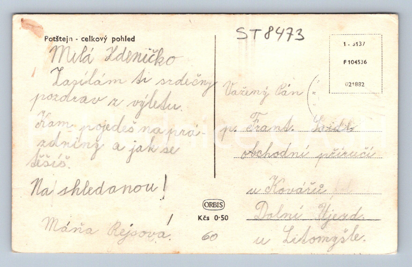 Pohlednice POŠTEJN (ST8473)