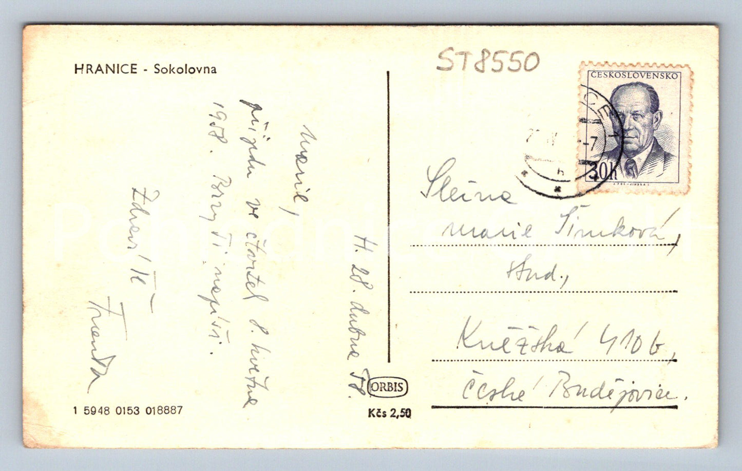 Pohlednice HRANICE - SOKOLOVNA (ST8550)