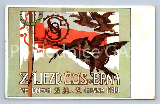 Pohlednice ZÁJEZD Č.O.S. DO BRNA 1914 sokol (ST9451)