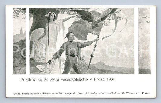 Pohlednice POZDRAV ZE IV. SLETU VŠESOKOLSKÉHO V PRAZE (ST9511)