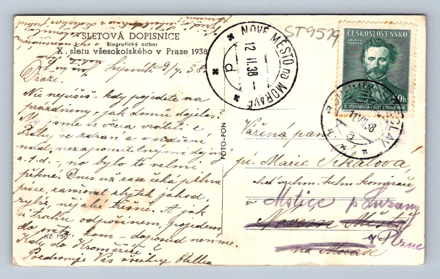 Pohlednice X. SLETU VŠESOKOLSKÉHO V PRAZE 1938 (ST9519)