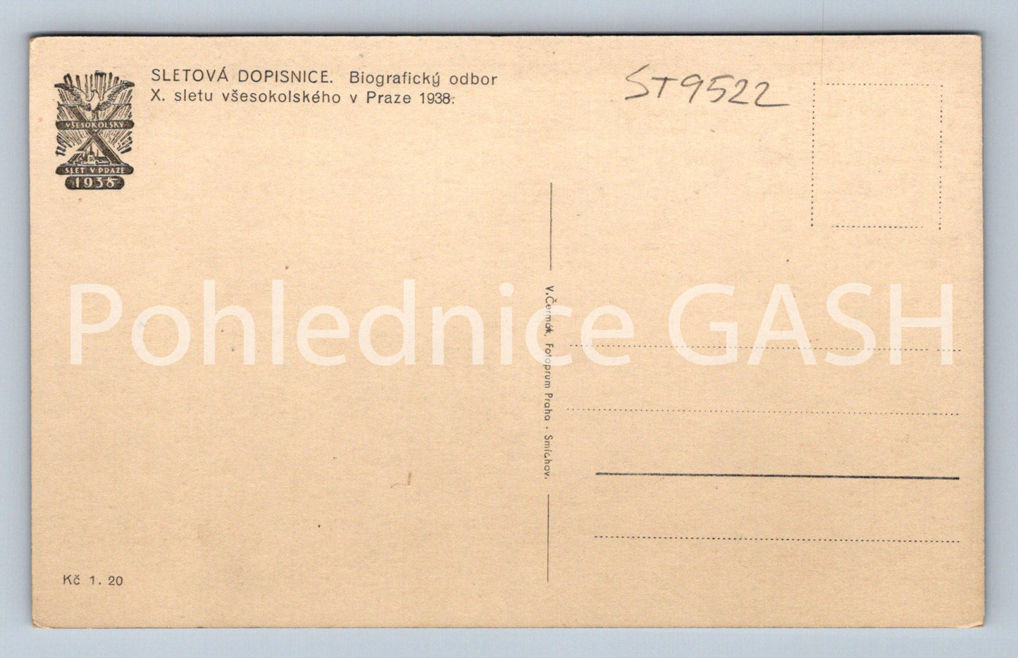 Pohlednice X. SLETU VŠESOKOLSKÉHO V PRAZE 1938 (ST9522)