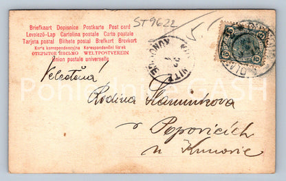Pohlednice ŽENA S KVĚTINOU (ST9622)