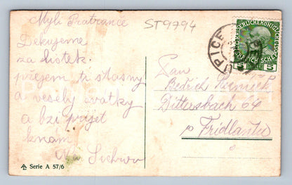 Pohlednice ŽENA S LÍSTKY (ST9794)