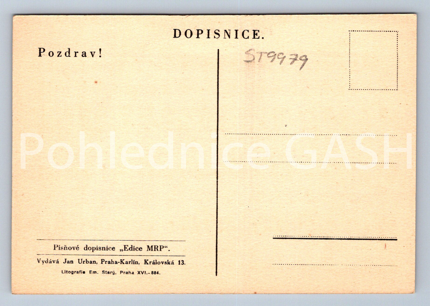 Pohlednice PÍSEŇ O DÍVKÁCH (ST9979)