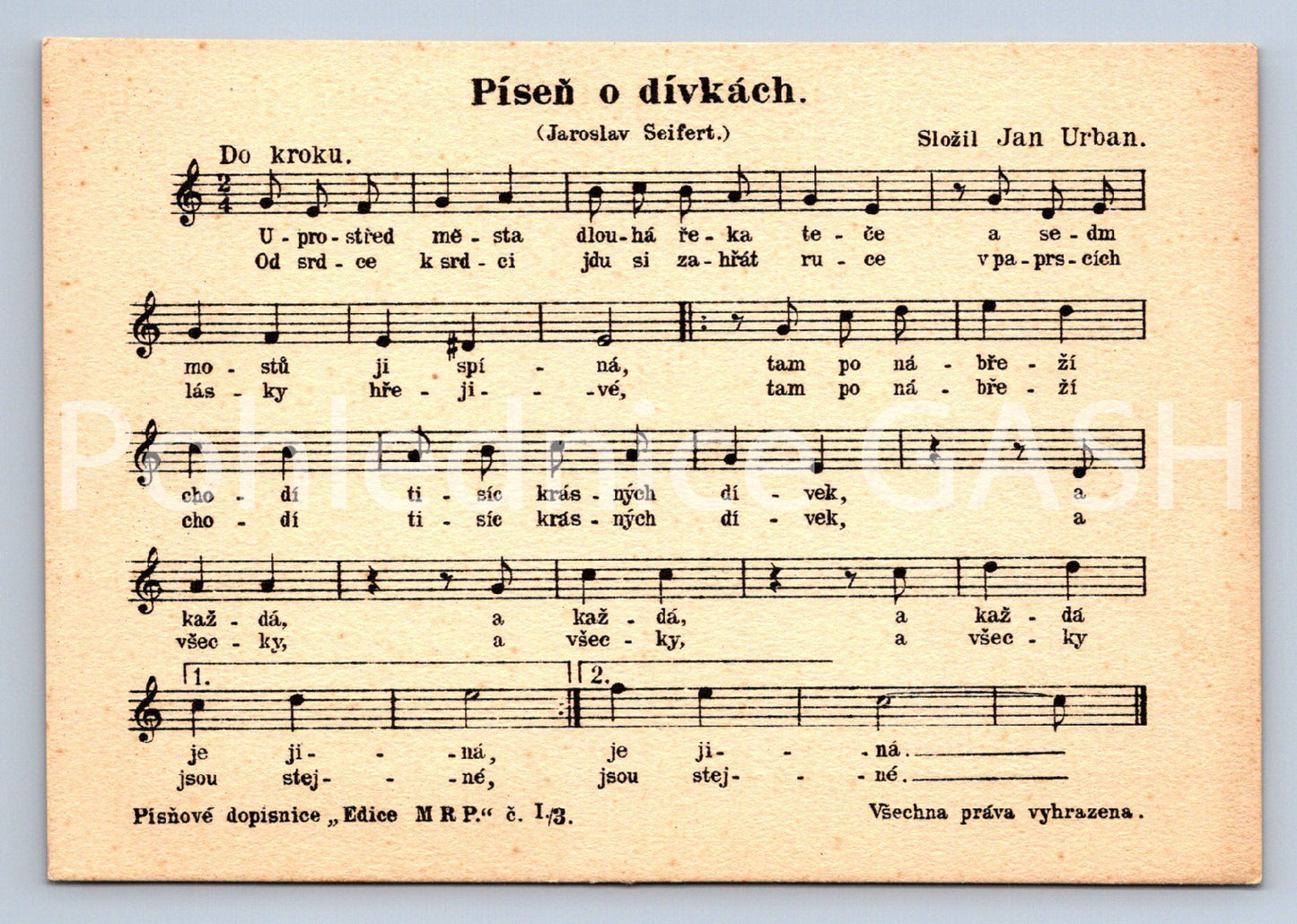 Pohlednice PÍSEŇ O DÍVKÁCH (ST9979)