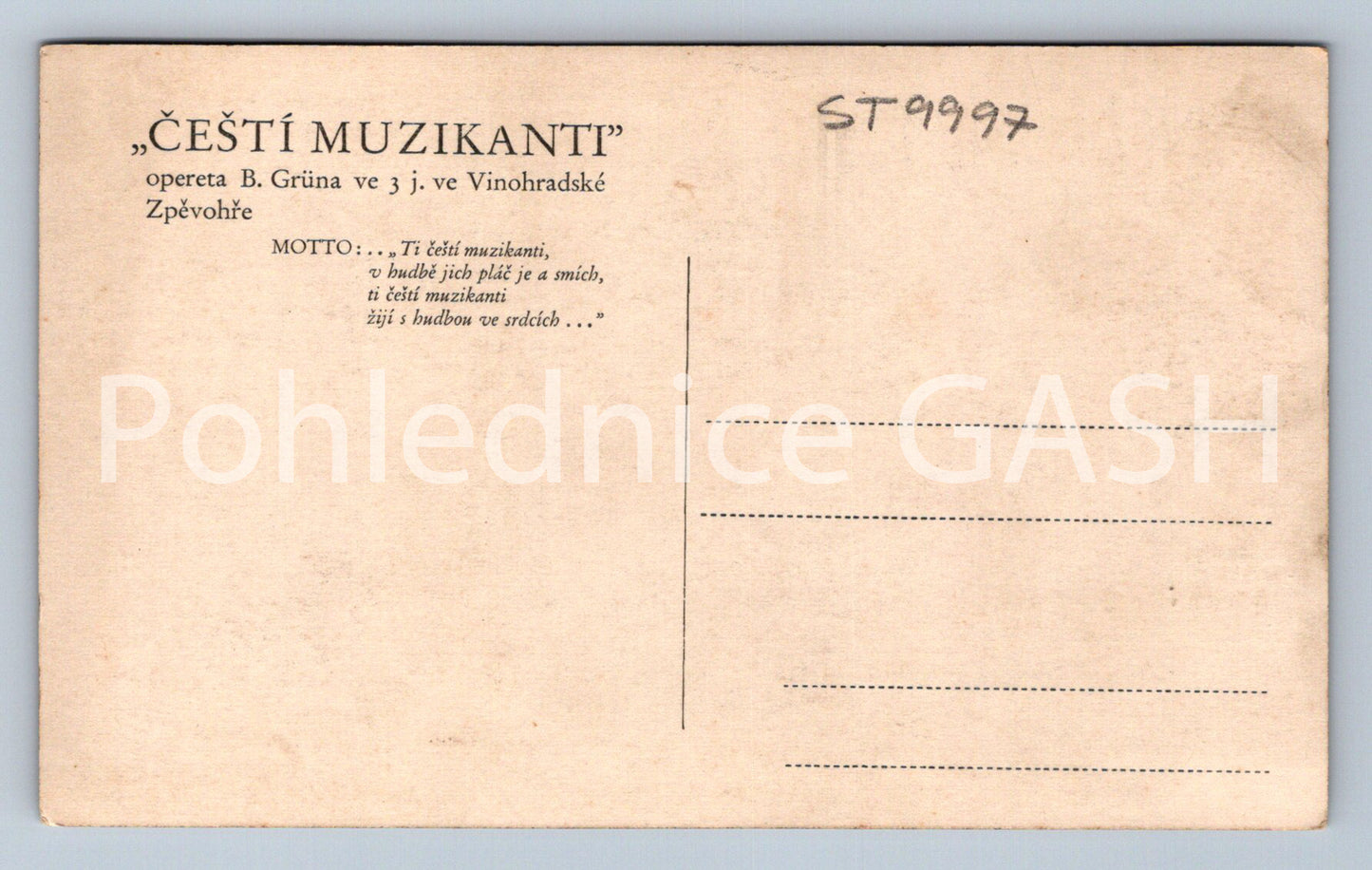 Pohlednice SCROMÁŽDĚNÍ LIDU ČEŠTÍ MUZIKANTI (ST9997)