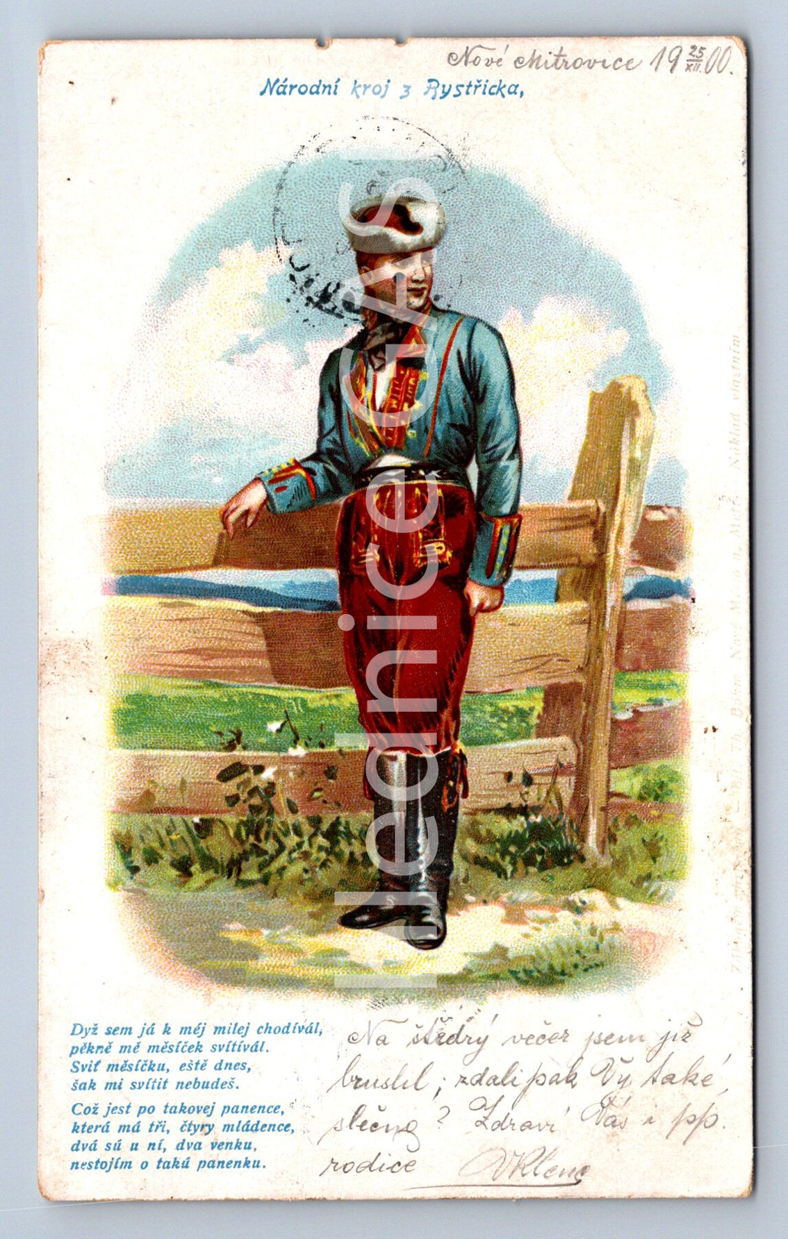 Pohlednice NÁRODNÍ KROJ Z RYSTŘICKA (ST10267)