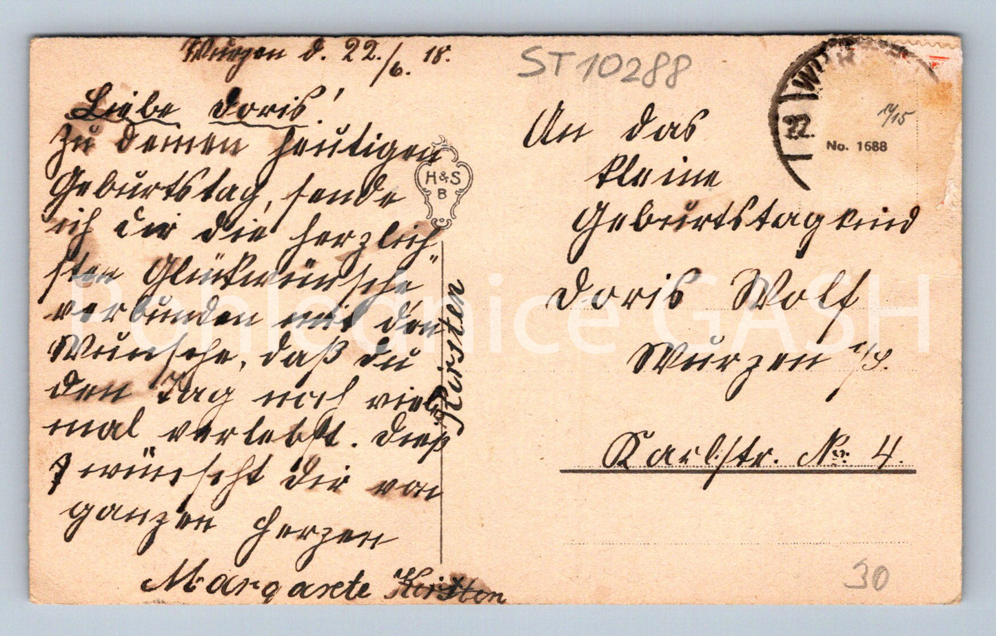 Pohlednice HERZLICHE GEBURTSTAGSGRÜSSE (ST10288)