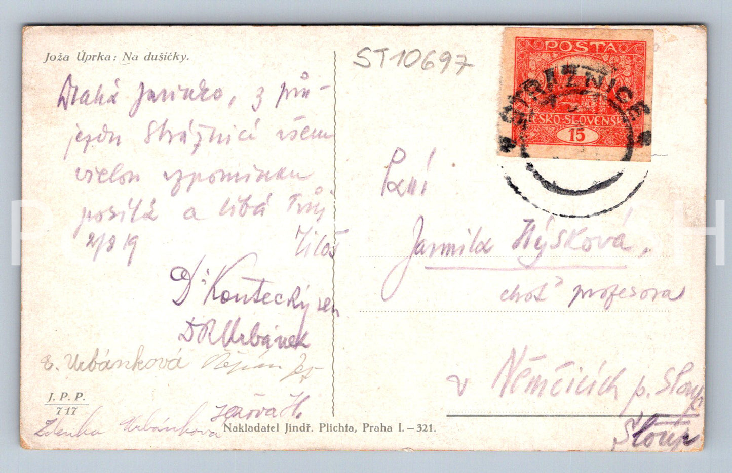 Pohlednice JOŽKA ÚPRKA - NA DUŠIČKY (ST10697)
