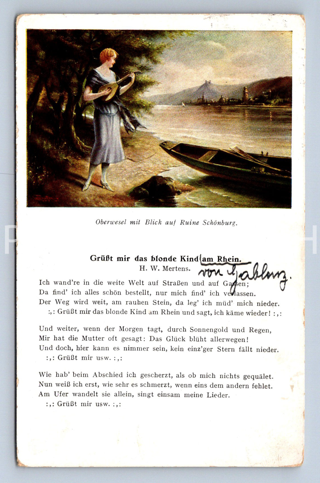 Pohlednice GRÜSST MIR DAS BLONDE KIND AM RHEIN (ST10746)