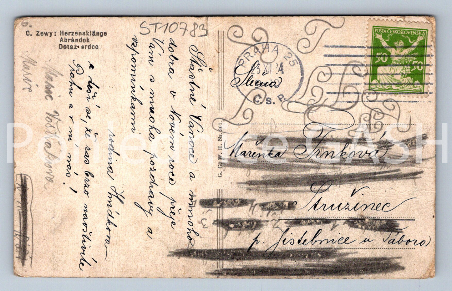 Pohlednice C. ZEWY - DOTAZ SRDCE (ST10783)