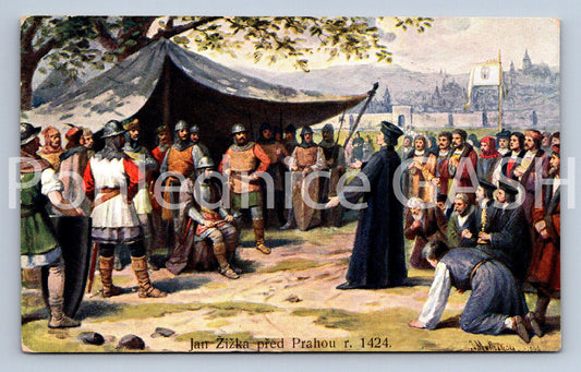Pohlednice JAN ŽIŽKA PŘED PRAHOU R. 1424 (ST10794)