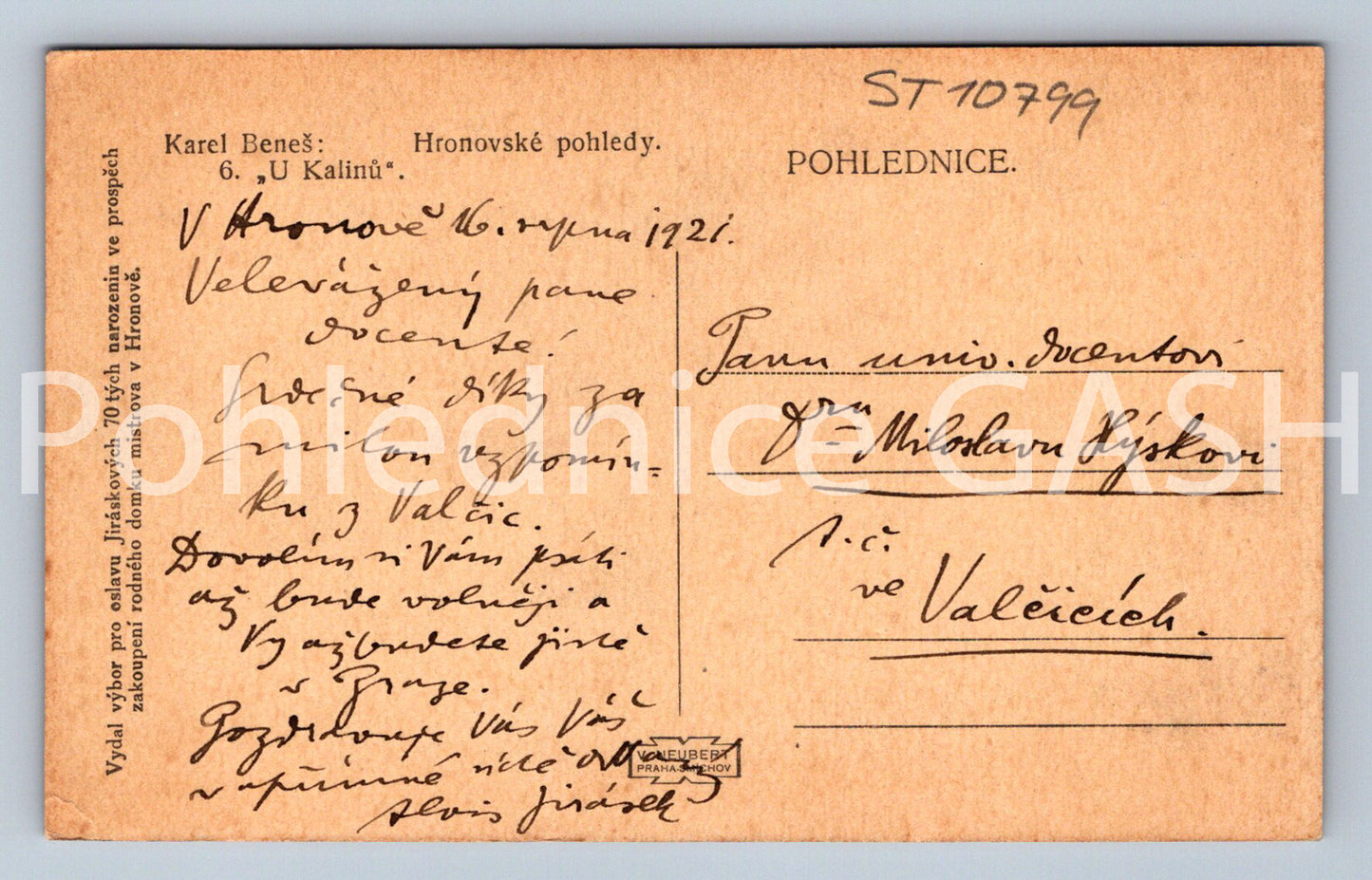 Pohlednice KAREL BENEŠ - HRONOVSKÉ POHLEDY (ST10799)