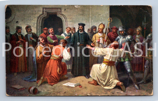 Pohlednice ČESKÁ HISTORIE  HUSOVA POSLEDNÍ CESTA V KOSTNICI (ST10847)