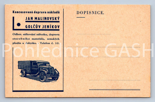 Pohlednice JAN MALINOVSKÝ - GOLČŮV JENÍKOV (ST10915)