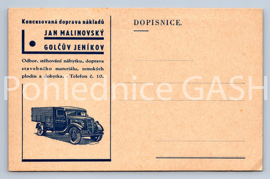 Pohlednice JAN MALINOVSKÝ - GOLČŮV JENÍKOV (ST10916)