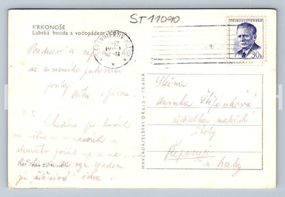 Pohlednice KRKONOŠE - LABSKÁ BOUDA S VODOPÁDEM (ST11090)