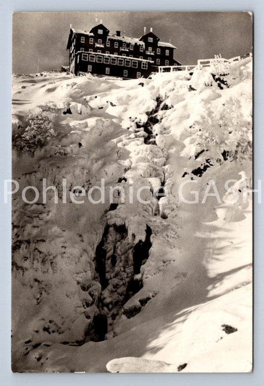 Pohlednice KRKONOŠE - LABSKÁ BOUDA S VODOPÁDEM (ST11090)