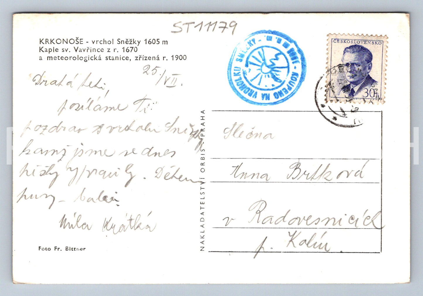 Pohlednice KRKONOŠE - VRCHOL SNĚŽKY (ST11179)