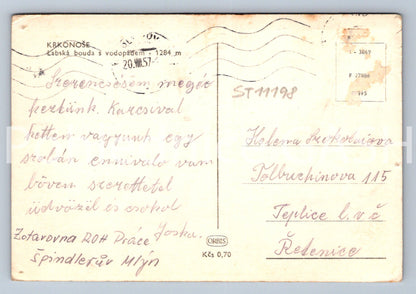 Pohlednice KRKONOŠE - LABSKÁ BOUDA S VODOPÁDEM (ST11198)