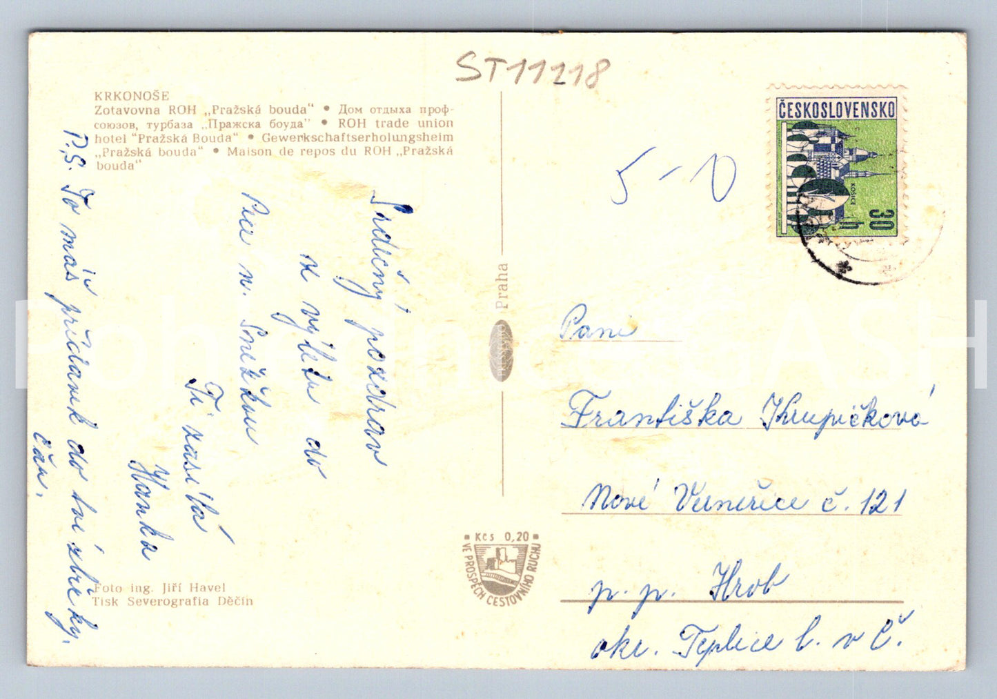 Pohlednice KRKONOŠE - PRAŽSKÁ BOUDA (ST11218)