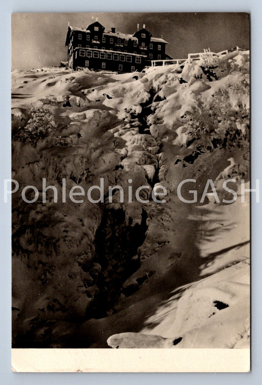 Pohlednice KRKONOŠE - LABSKÁ BOUDA S VODOPÁDEM (ST11230)