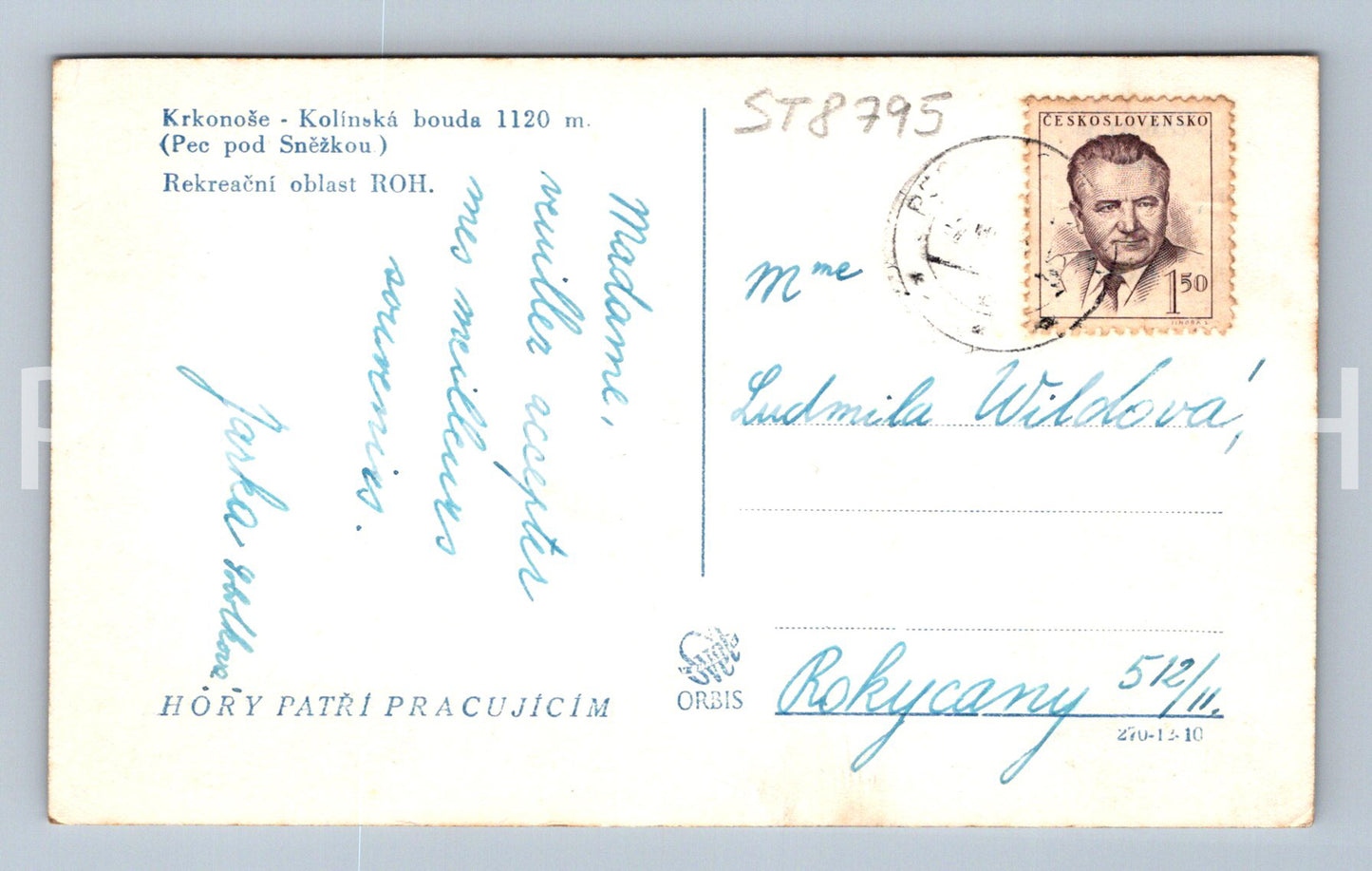 Pohlednice KRKONOŠE - KOLÍNSKÁ BOUDA (ST8795)