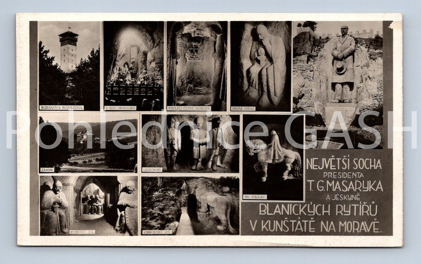 Pohlednice SOCHA T.G. MASARYKA BLANICKÝCH RYTÍŘŮ V KUNŠTÁTĚ (ST8836)