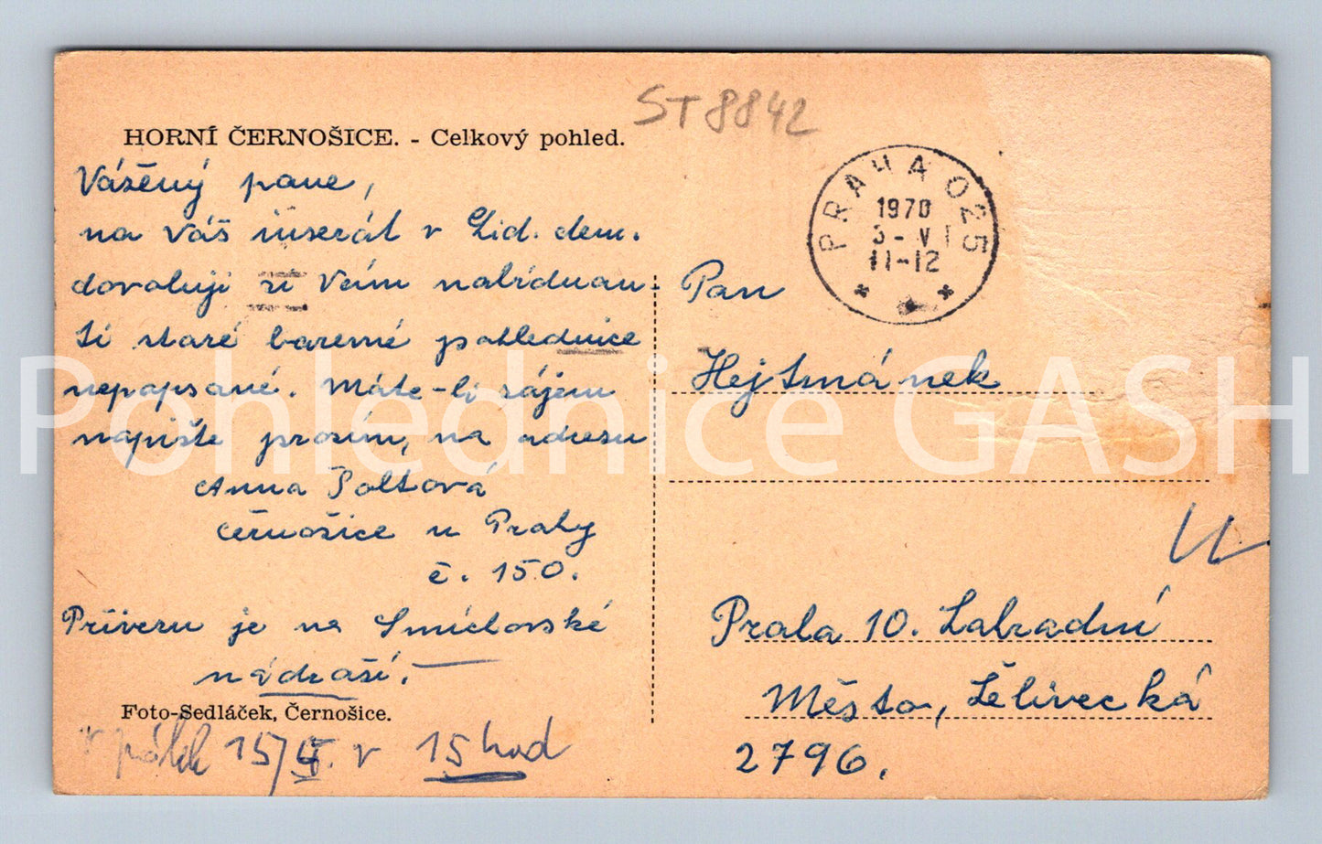 Pohlednice HORNÍ ČERNOŠICE (ST8842)