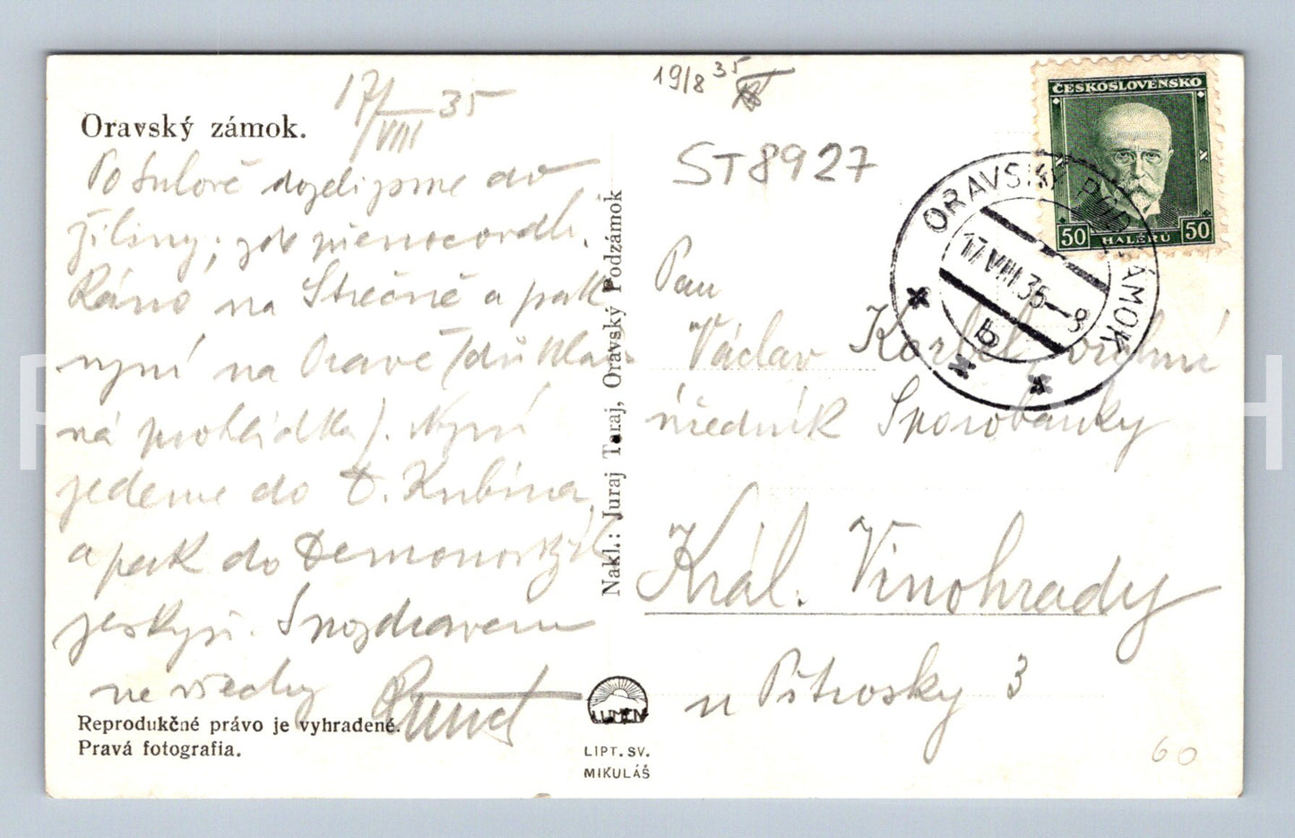 Pohlednice ORAVSKÝ ZÁMOK (ST8927)