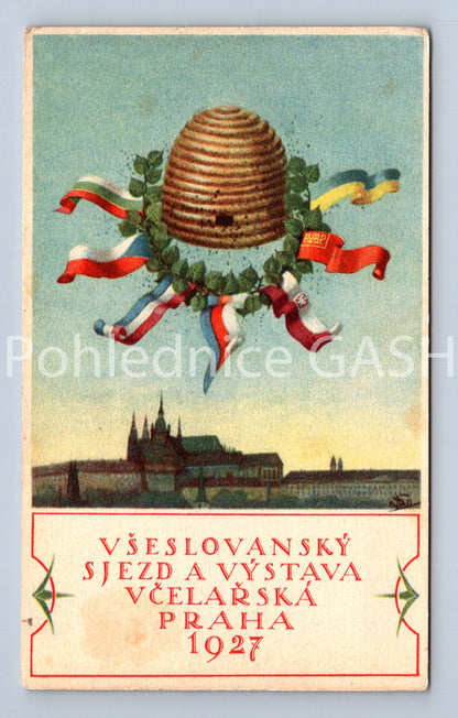 Pohlednice VŠESLOVANSKÝ SJEZD A VÝSTAVA VČELAŘSKÁ PRAHA 1927 (ST8978)