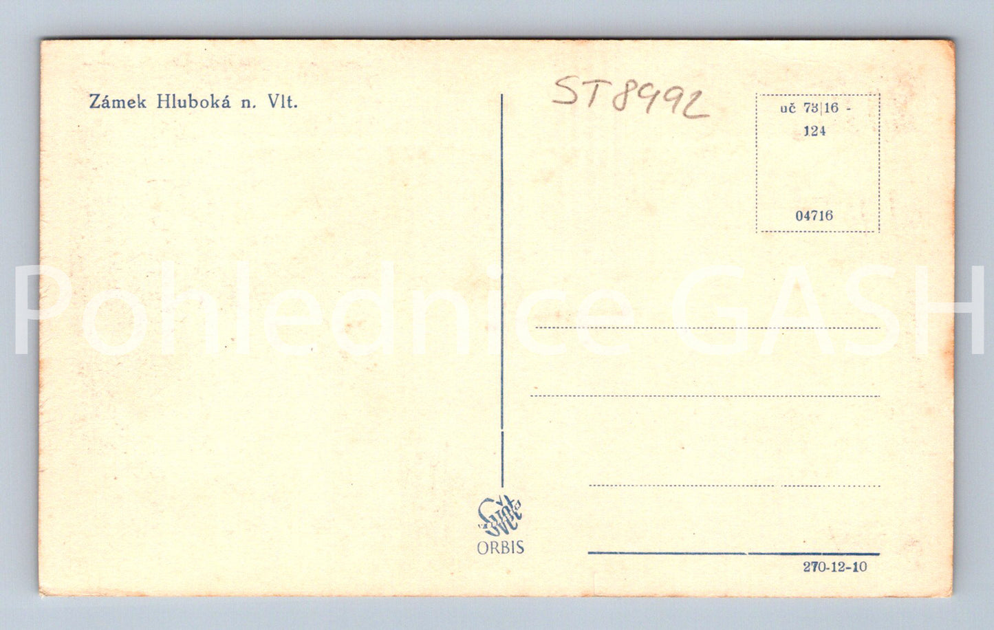 Pohlednice ZÁMEK HLUBOKÁ NAD VLTAVOU (ST8992)