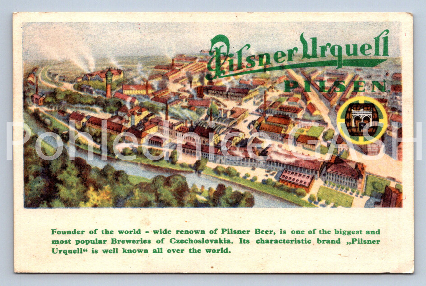 Postcard PILSEN BEER PILSNER URQUELL (ST9104)