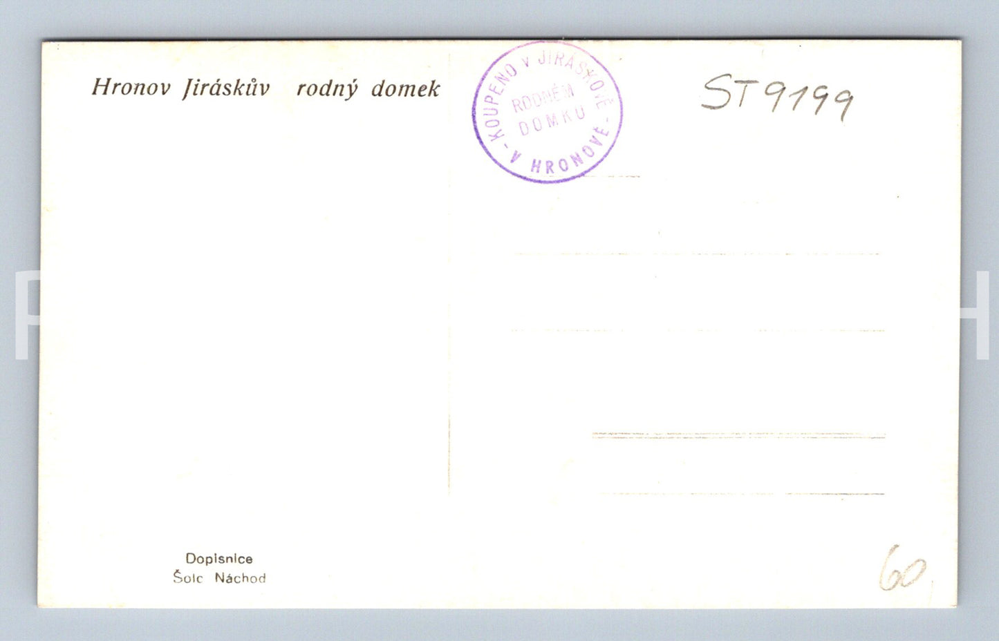 Pohlednice RODNÝ DOMEK MISTRA ALOISE JIRÁSKA - HRONOV (ST9199)
