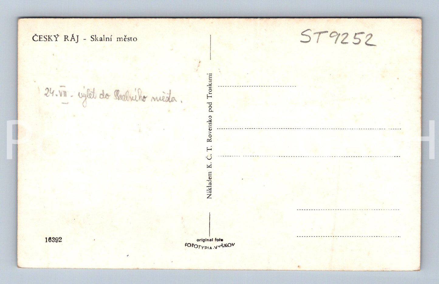 Pohlednice ČESKÝ RÁJ (ST9252)