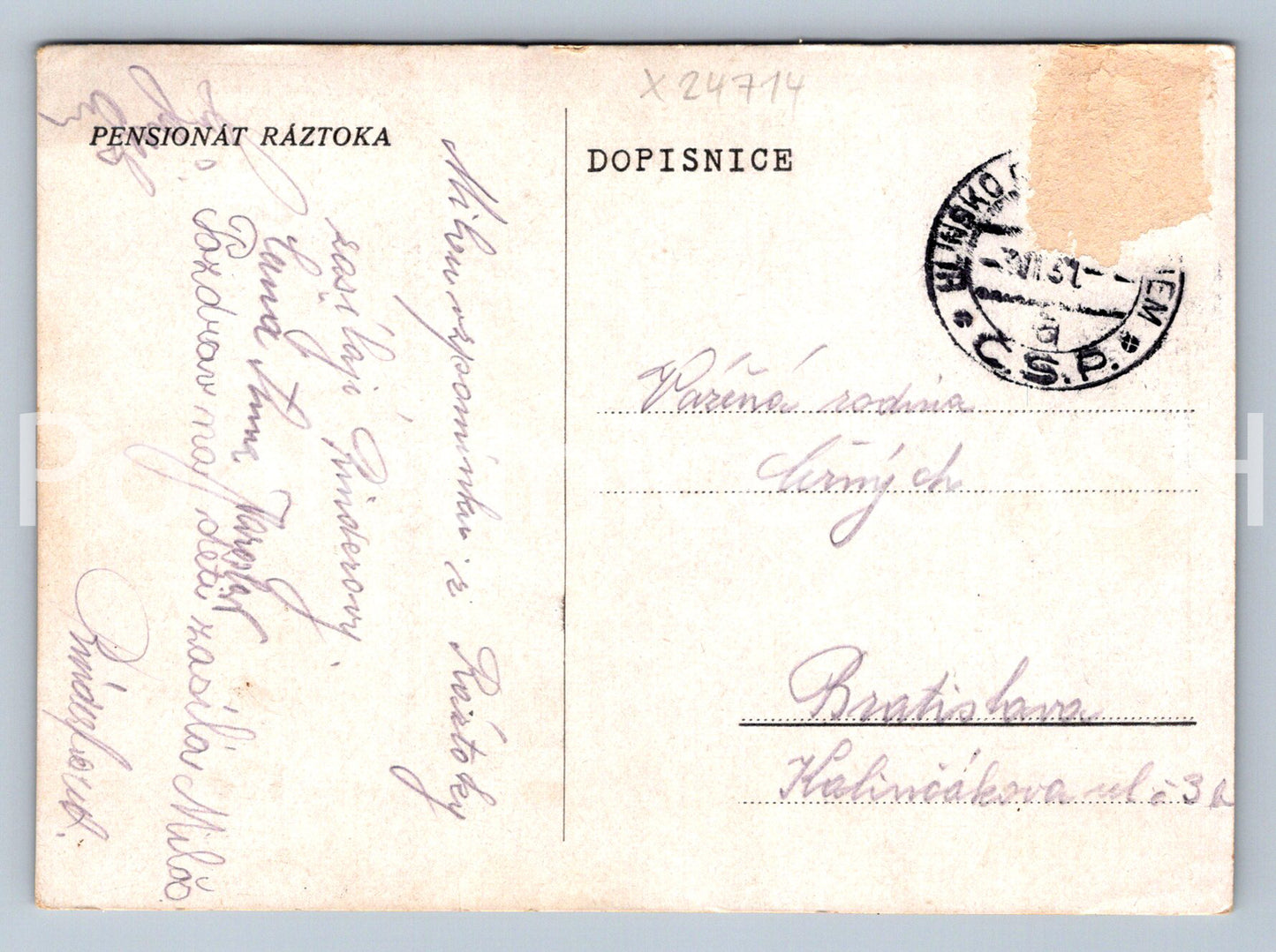 Pohlednice PENSIONÁT - RÁZTOKA (X24714)