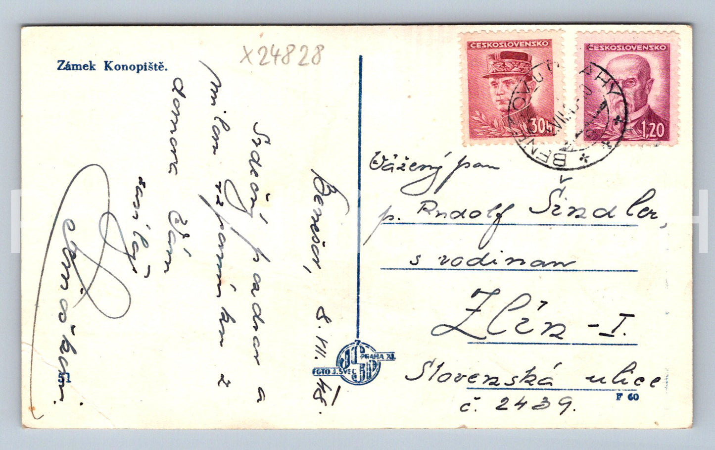 Postcard KONOPIŠTE CASTLE (X24828)