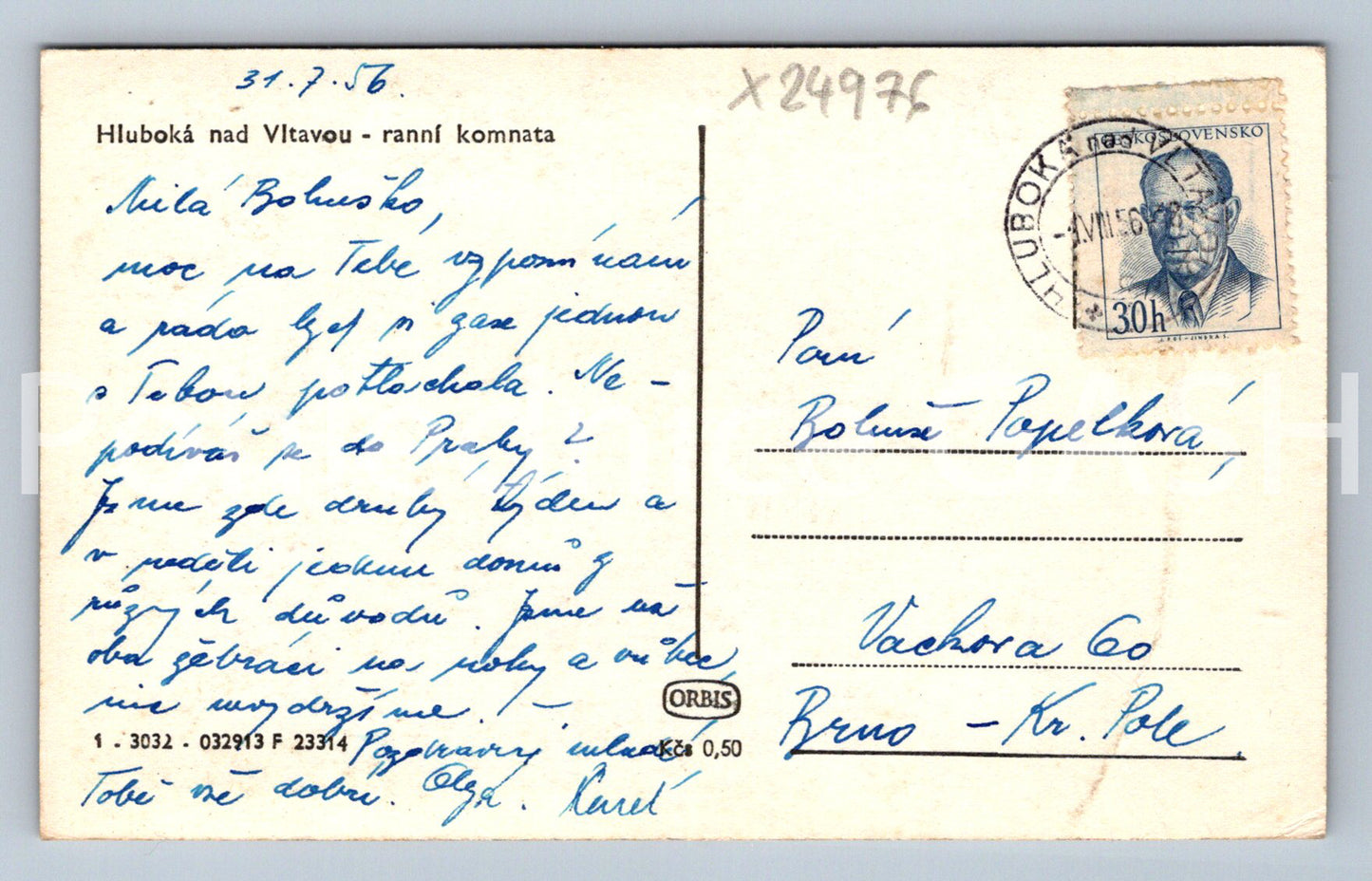 Pohlednice HLUBOKÁ NAD VLTAVOU - ZÁMEK (X24976)