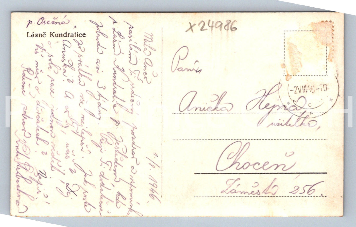 Pohlednice LÁZNĚ KUNDRATICE (X24986)