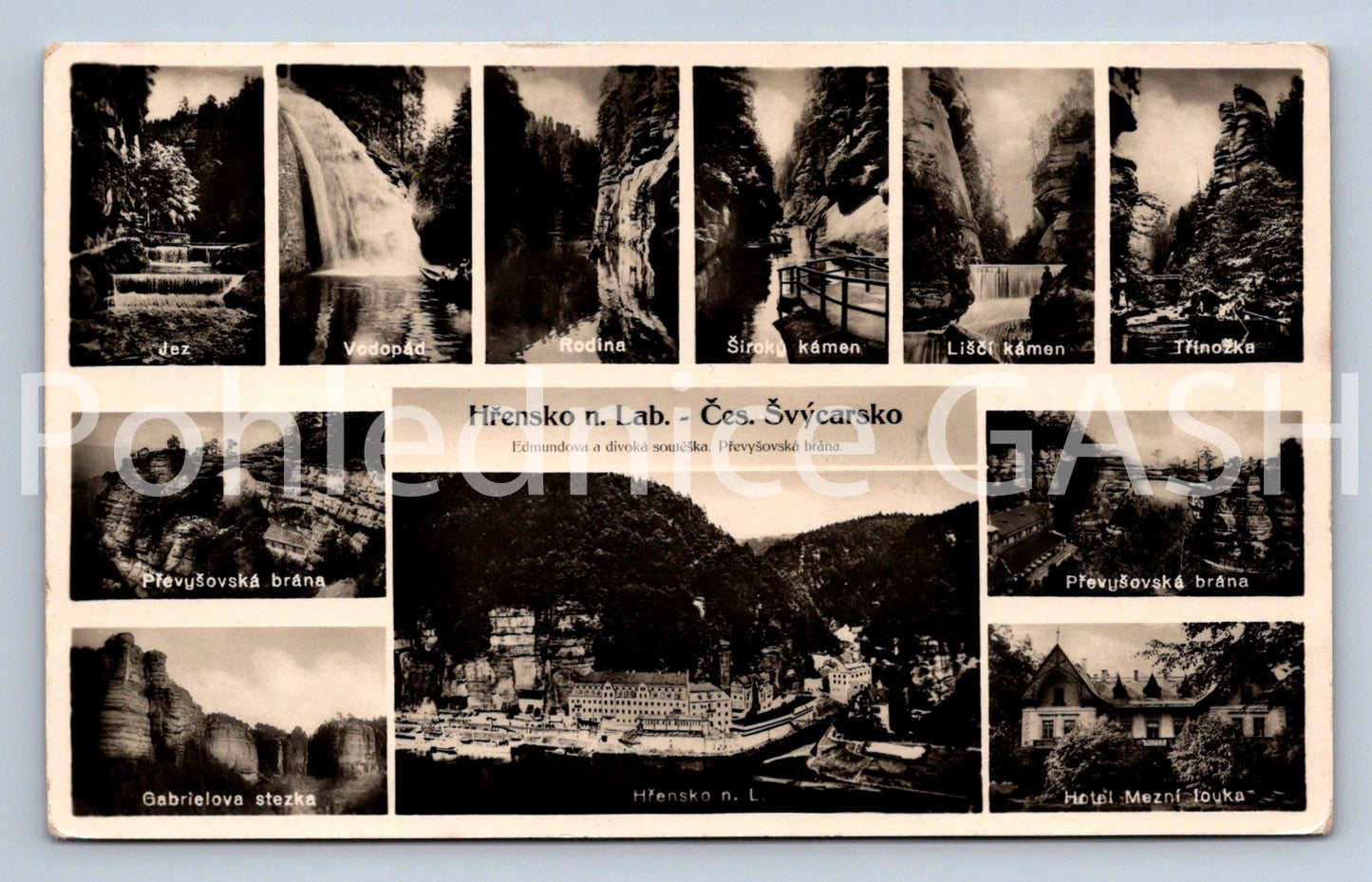 Postcard HŘENSKO NAD LABEM - BOHEMIAN SWITZERLAND - COLLAGE (X25037)