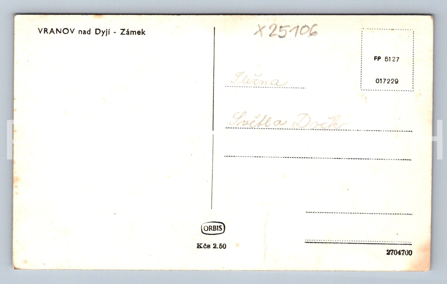 Postcard VRANOV NAD DYJÍ (X25106)