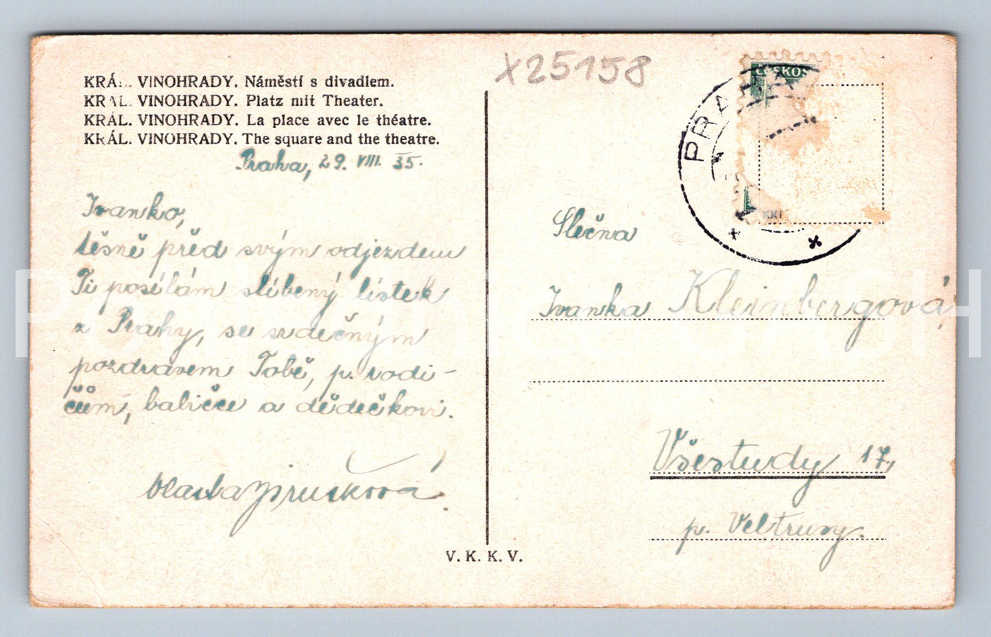 Pohlednice KRÁL. VINOHRADY (X25158)