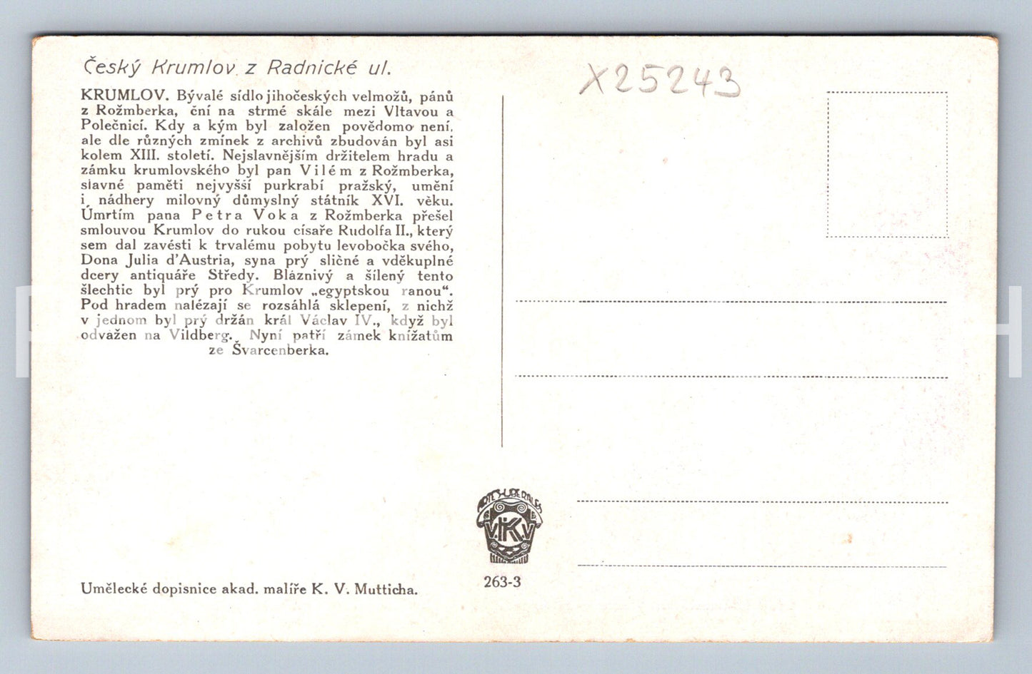 Pohlednice ČESKÝ KRUMLOV Z RADNICKÉ UL. (X25243)