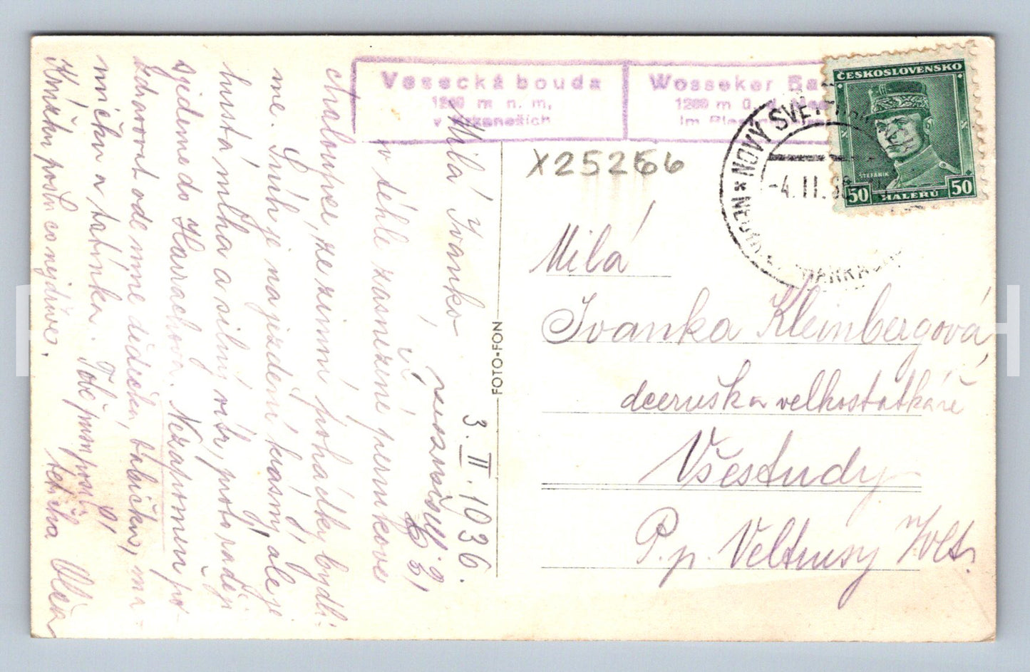 Pohlednice KRKONOŠE VOSECKÁ BOUDA (X25266)