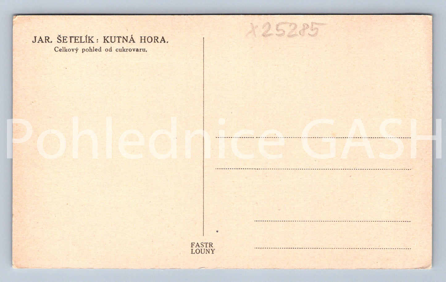 Pohlednice JAR. ŠETELÍK - KUTNÁ HORA (X25285)