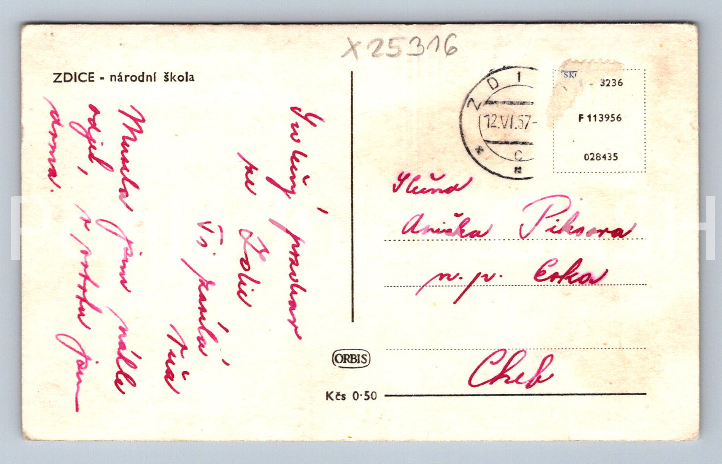 Pohlednice ZDICE (X25316)