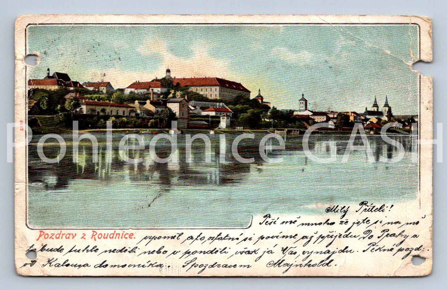 Pohlednice POZDRAV Z ROUDNICE dlouhá adresa (X25355)