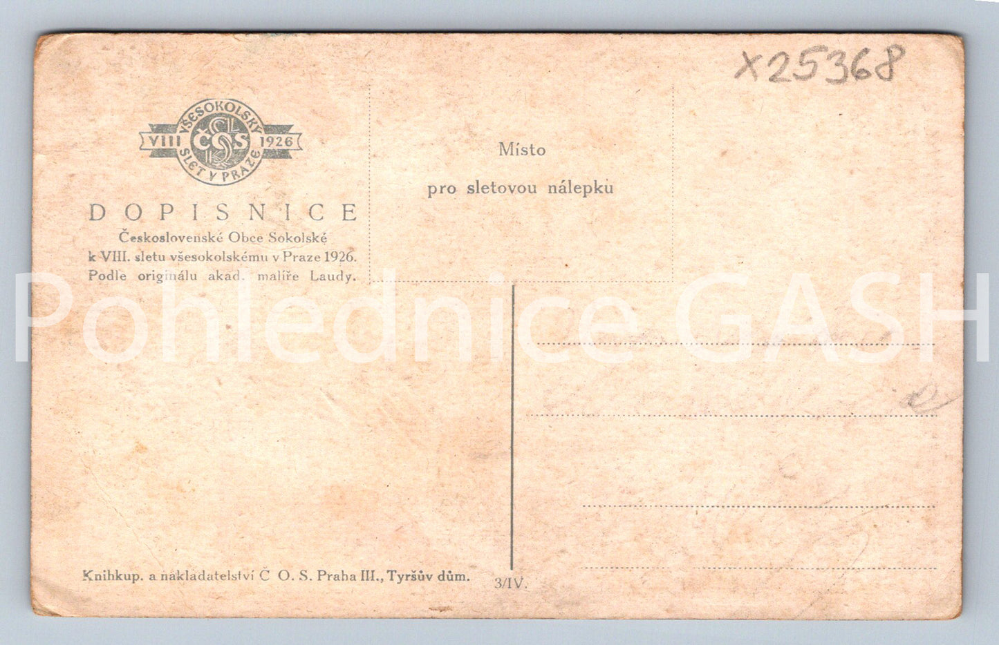 Pohlednice ČESKOSLOVENSKÉ OBCE SOKOLSKÉ (X25368)